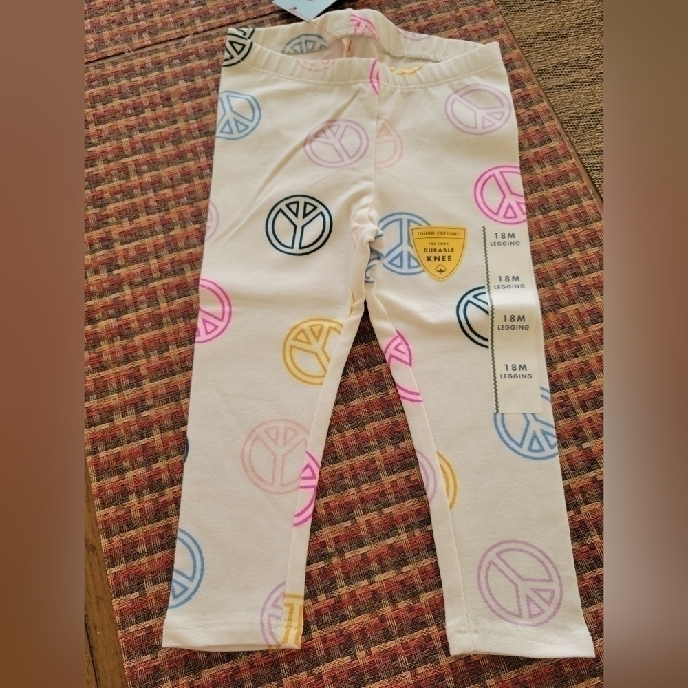 Cat & Jack 18 Months Peace Sign Leggings Two Pack - Picture 3 of 6